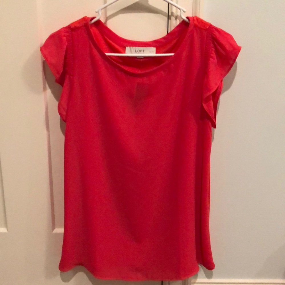 NWT LOFT Petite Ruffle Sleeve Blouse